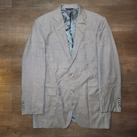 Brooks Brothers 1818 Mens Sport Coat Blazer 42L Gray Wool Solid Two-Button Notch - Picture 2 of 16